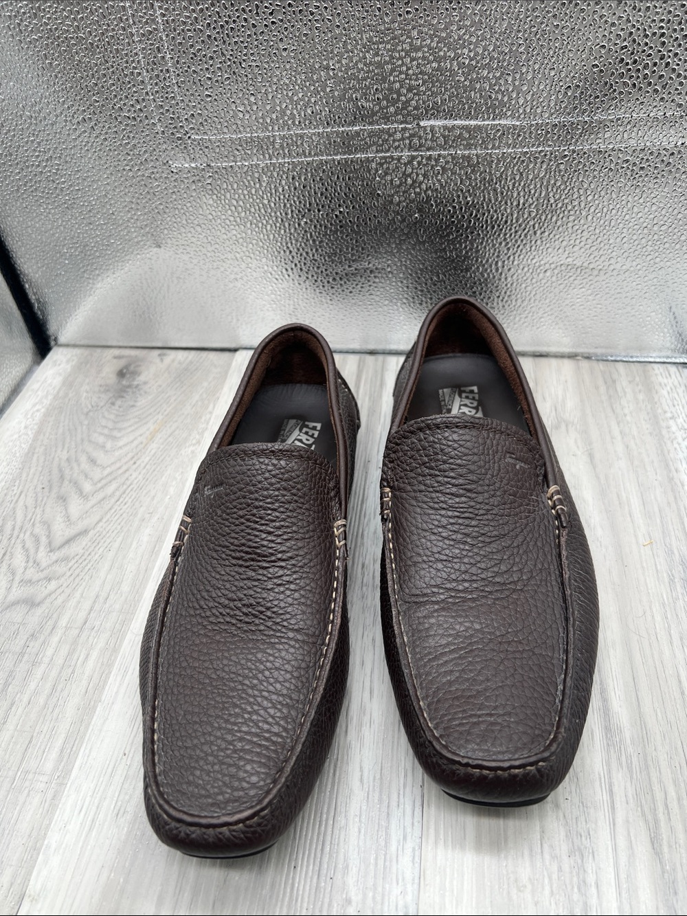 $725 Mens Salvatore Ferragamo Hand Sewn Leather Loafers Sz 6.5 EE US Made ITALY